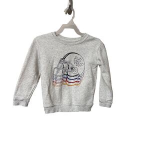 Boy's Long Sleeves Fleece Sweatshirt Sport Helmet Print Gray 4T